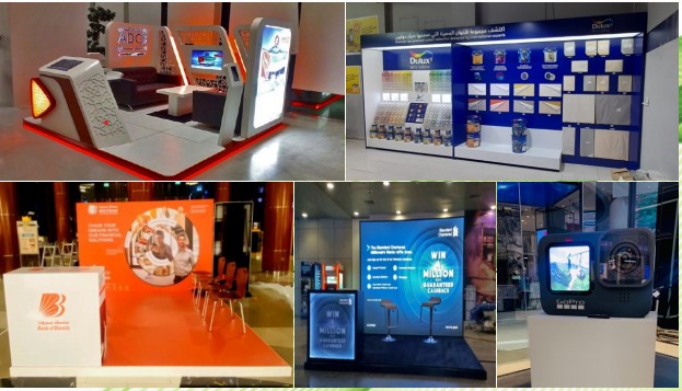 kiosk for events, reception desk signage in dubai