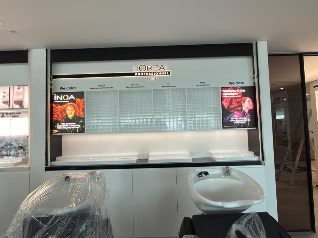 wall graphic and digital signage for shops